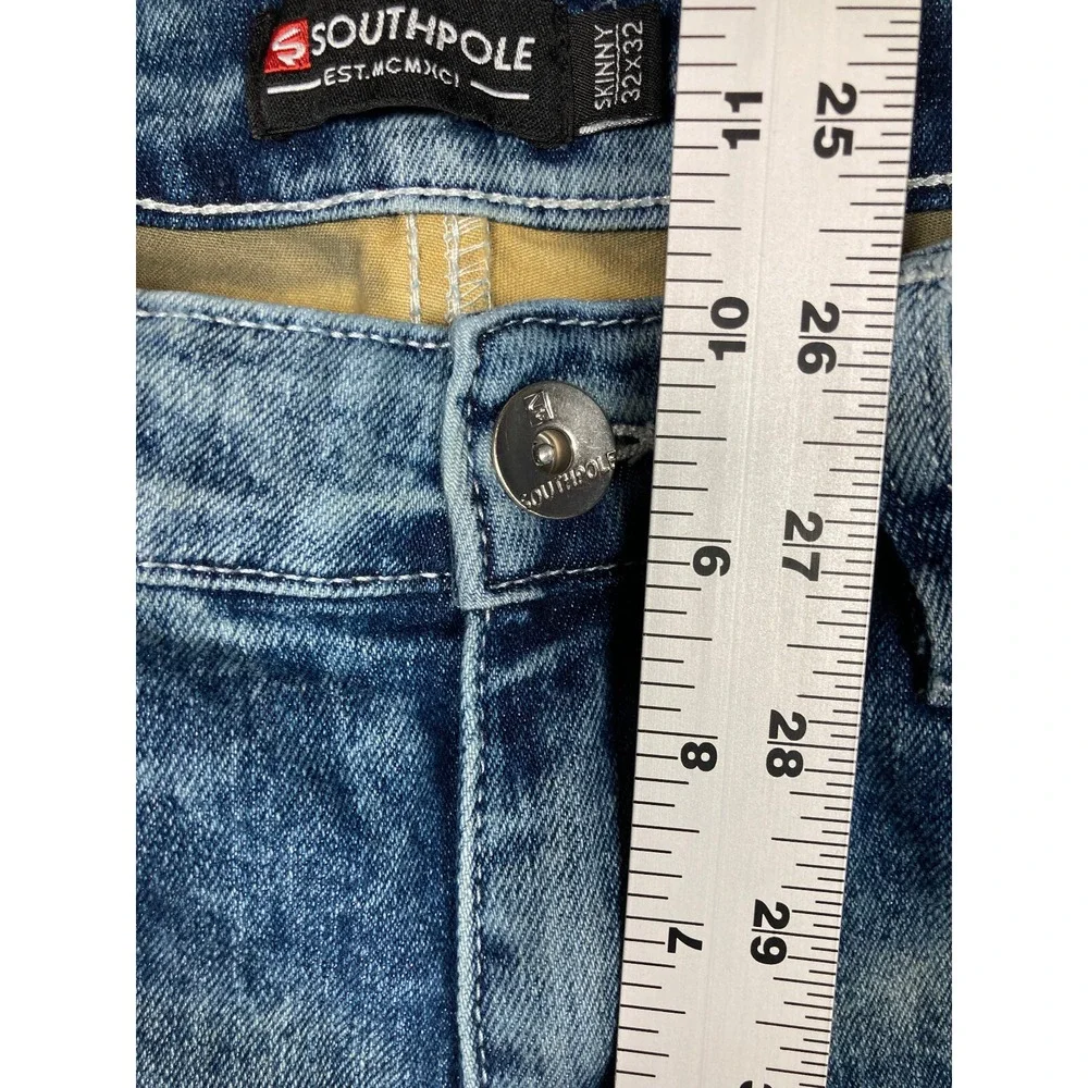 Southpole Jeans Men's 32x32 Blue Moto Camo Faded Skater Rocker Grunge Streetwear